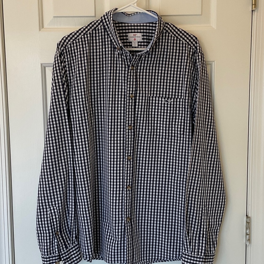 Vineyard Vines Navy and White Checkered Shirt